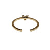 Gold Plated - 16 tot 17mm Verstelbare Ring met Drie Blauwe zirkonia's