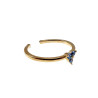 Gold Plated - 16 tot 17mm Verstelbare Ring met Drie Blauwe zirkonia's