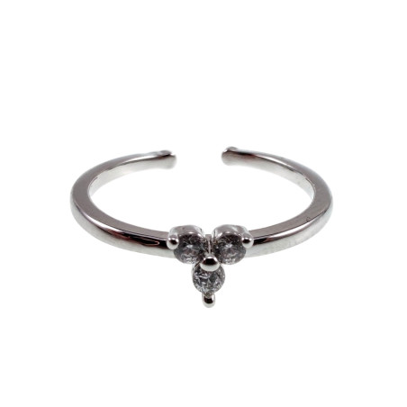 Plated - 16 tot 17mm Verstelbare Ring met Drie Blauwe zirkonia's