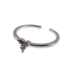 Plated - 16 tot 17mm Verstelbare Ring met Drie Blauwe zirkonia's