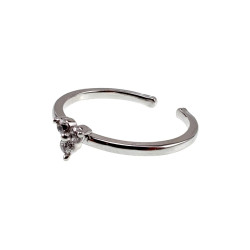 Plated - 16 tot 17mm Verstelbare Ring met Drie Blauwe zirkonia's