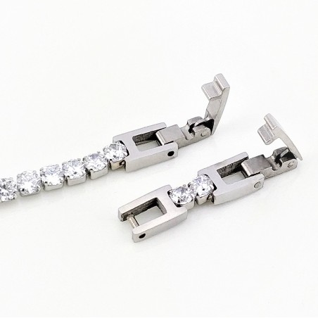 RVS Tennisarmband met Witte Zirkonia's