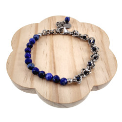 RVS Armband met Natuurlijke Lapis Lazuli-Stenen -16cm tot 20cm