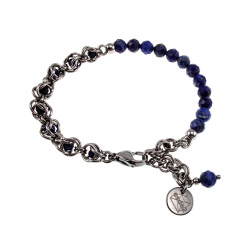 RVS Armband met Natuurlijke Lapis Lazuli-Stenen -16cm tot 20cm