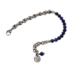 RVS Armband met Natuurlijke Lapis Lazuli-Stenen -16cm tot 20cm