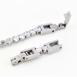 RVS Tennisarmband met Witte Zirkonia's