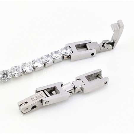 RVS Tennisarmband met Witte Zirkonia's