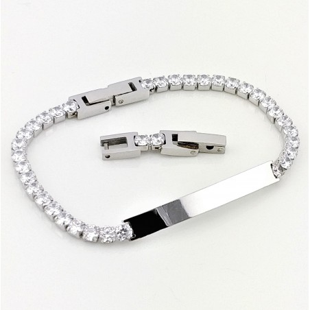 RVS Tennisarmband met Witte Zirkonia's