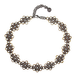 Dames Choker van RVS in Bicolor Bloemdesign Verstelbaar 39 tot 45cm