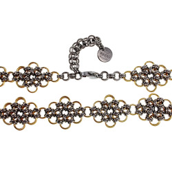 Dames Choker van RVS in Bicolor Bloemdesign Verstelbaar 39 tot 45cm