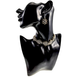 Dames Choker van RVS in Bicolor Bloemdesign Verstelbaar 39 tot 45cm