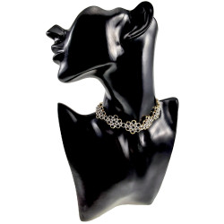 Dames Choker van RVS in Bicolor Bloemdesign Verstelbaar 39 tot 45cm