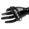 18cm Heren - 5-Bands Zwarte Leren Armband - RVS Magneetsluiting