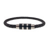 Unisex Gevlochten Armband van Rundleer met RVS en Zwarte Details