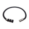 Unisex Gevlochten Armband van Rundleer met RVS en Zwarte Details