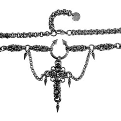 Uniseks - RVS Punk Ketting met Kruishanger - Verstelbaar 50 tot 55cm