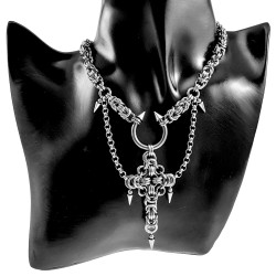 Uniseks - RVS Punk Ketting met Kruishanger - Verstelbaar 50 tot 55cm