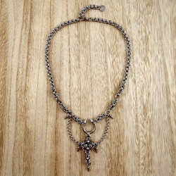 Uniseks - RVS Punk Ketting met Kruishanger - Verstelbaar 50 tot 55cm