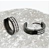 ∅18mm Oorbellen Dames en Heren - Zwart PVD Stalen - Oorringen met Strass-Steentjes