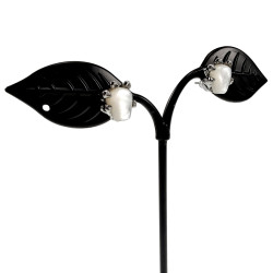 Oorbellen Dames - RVS - Oorknoppen Gorillahand met Parelmorsteen