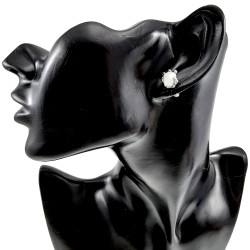 Oorbellen Dames - RVS - Oorknoppen Gorillahand met Parelmorsteen
