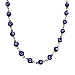 Dames RVS Ketting met 6mm Blauw Turkse Oog - Verstelbaar 45–50 cm