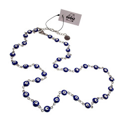 Dames RVS Ketting met 6mm Blauw Turkse Oog - Verstelbaar 45–50 cm