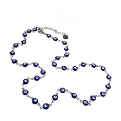Dames RVS Ketting met 6mm Blauw Turkse Oog - Verstelbaar 45–50 cm
