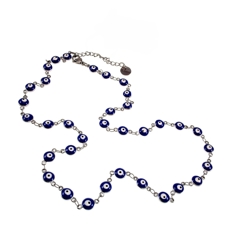 Dames RVS Ketting met 6mm Blauw Turkse Oog - Verstelbaar 45–50 cm Dames RVS Ketting met 6mm Blauw Turkse Oog - Verstelbaar 45–50 cm