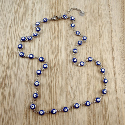 Dames RVS Ketting met 6mm Blauw Turkse Oog - Verstelbaar 45–50 cm