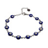 Dames RVS Armband met 8mm Blauwe Turkse Oog - Verstelbaar 19 tot 20 cm
