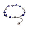 Dames RVS Armband met 8mm Blauwe Turkse Oog - Verstelbaar 19 tot 20 cm