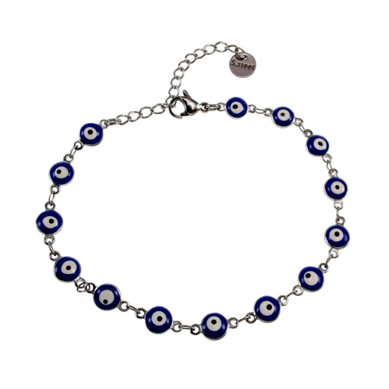 Dames RVS Armband met 6mm Blauwe Turkse Oog - Verstelbaar 19 tot 20 cm Dames RVS Armband met 6mm Blauwe Turkse Oog - Verstelbaar 19 tot 20 cm