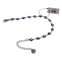 Dames RVS Armband met 6mm Blauwe Turkse Oog - Verstelbaar 19 tot 20 cm