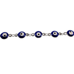 Dames RVS Armband met 6mm Blauwe Turkse Oog - Verstelbaar 19 tot 20 cm