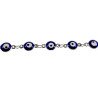 Dames RVS Armband met 6mm Blauwe Turkse Oog - Verstelbaar 19 tot 20 cm