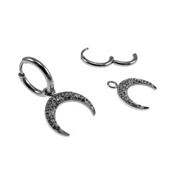 Orrbellen Dames - Oorringen met Halve Maan Hanger - Gepolijst RVS