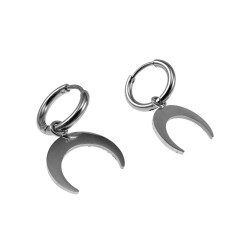 Orrbellen Dames - Oorringen met Halve Maan Hanger - Gepolijst RVS