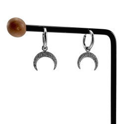 Orrbellen Dames - Oorringen met Halve Maan Hanger - Gepolijst RVS
