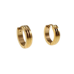 ∅16mm x 4mm Oorringen Unisex Verguld RVS Oorbellen met golvend patroon