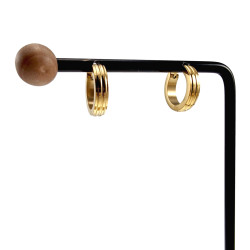 ∅16mm x 4mm Oorringen Unisex Verguld RVS Oorbellen met golvend patroon