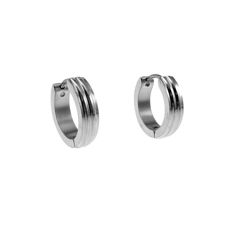 ∅16mm x 4mm Oorringen Unisex - RVS Oorbellen met golvend patroon