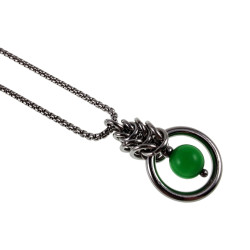 30mm Groene Kattenoog Kristal Hanger Dames - RVS - Uniek Ontwerp esde2