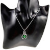 Dames RVS Jasseron-Ketting + Groene Kattenoog Kristal Hanger Uniek