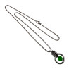 Dames RVS Jasseron-Ketting + Groene Kattenoog Kristal Hanger Uniek