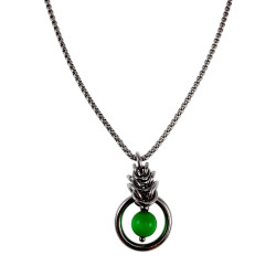 Dames RVS Jasseron-Ketting + Groene Kattenoog Kristal Hanger Uniek
