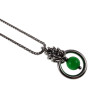 Dames RVS Jasseron-Ketting + Groene Kattenoog Kristal Hanger Uniek