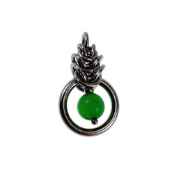 Dames RVS Jasseron-Ketting + Groene Kattenoog Kristal Hanger Uniek