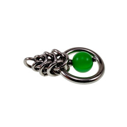 Dames RVS Jasseron-Ketting + Groene Kattenoog Kristal Hanger Uniek