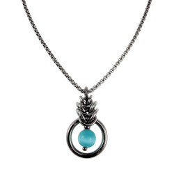 Turquoise Kattenoog Kristal Hanger Dames - RVS - Uniek Ontwerp esde2